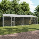Cumpara ieftin Cusca pentru caini cu acoperis Argintiu 800 x 200 x 256 cm