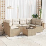 VidaXL Set de canapele pentru grădină 7 pcs Bej, crem 55 x 55 x 37 cm