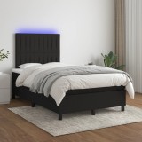 Gossi pat cu arcuri, saltea si led, negru, 120x200 cm, textil