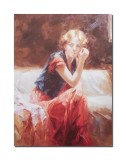 Cumpara ieftin Tablou canvas, Tanara pe dormeza, 80x60cm, gata de agatat pe perete