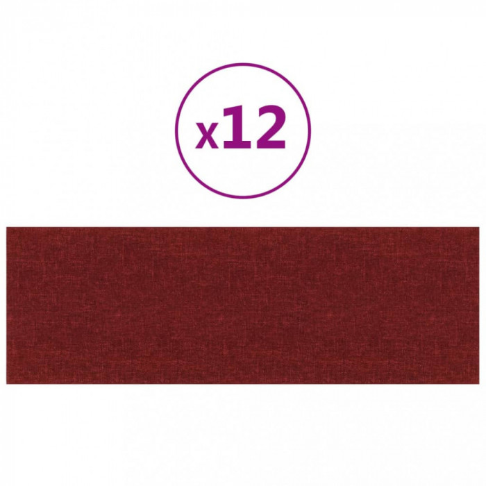 Panouri de perete 12 buc. roșu vin 90x30 cm textil 3,24 m&sup2;