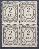 1930 TAXA DE PLATA HARTIE ALBA FILIGRAN PTT EMISIUNEA a VIII-a BLOC 4 TIMBRE MNH, Nestampilat