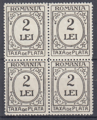 1930 TAXA DE PLATA HARTIE ALBA FILIGRAN PTT EMISIUNEA a VIII-a BLOC 4 TIMBRE MNH foto