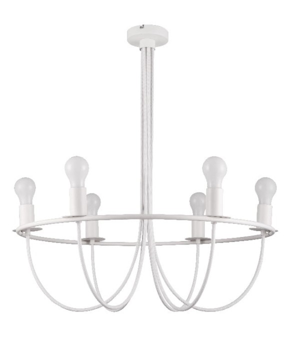 Pendul GLS GoodHome Biham, alb, 6xE27, finisaj mat