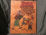 Pirogravura din perioada comunista realizata manual soricei indreptandu-se spre casa in forma de ciuperca !