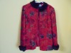 Sacou Dama Elegant Rosu Witold, Blana Neagra, Marimea 42, Polyester, Model Frunze
