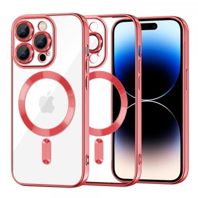 Husa MagSafe pentru Apple iPhone 14 Pro, Techsuit, Luxury Crystal, Rosie foto