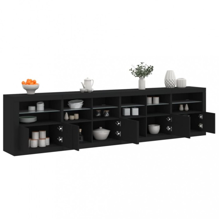 vidaXL Servantă cu lumini LED, negru, 283x37x67 cm