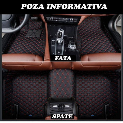 Covorase auto LUX PIELE 5D BMW seria 7 F01 F02 2008-2015 caroserie lunga ( cusatura rosie ) foto