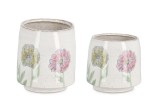 Cumpara ieftin Set 2 vaze flori ceramica multicolora Sketchi &Oslash;28,5x26,5h; &oslash;20x19h