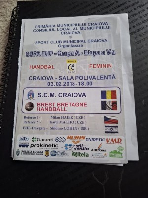 Program meci handbal craiova-brest bretagne foto