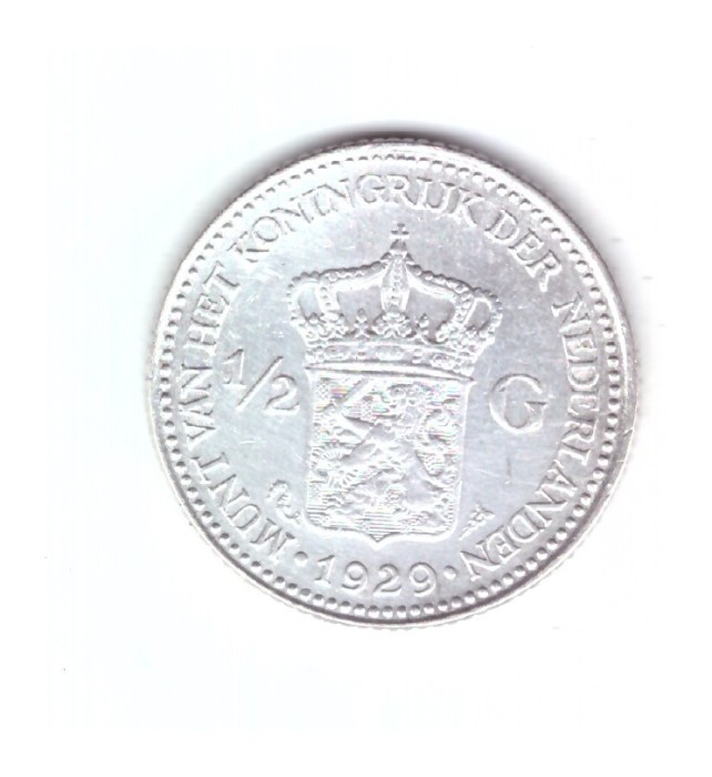 Moneda Olanda 1/2 gulden 1929, stare foarte buna, curata
