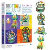 Kit Educativ STEM 4 in 1, Experimente Stiintifice Electricitate, Roata Ferris, Sistem Planetar, Proiector OZN, DIY, 8 ani+