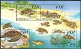 FIJI 1997 TESTOASE-Bloc cu 4 timbre dantelate nestampilate, Nestampilat