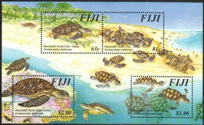 FIJI 1997 TESTOASE-Bloc cu 4 timbre dantelate nestampilate foto