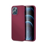 Husa pentru apple iphone 14 plus flippy, liquid silicone, cu microfibra pe interior, protectie antisoc, wine red, claret