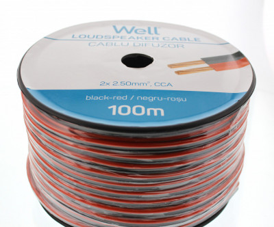 Cablu difuzor rosu/negru 2X2.50mmp, 100m, Well foto