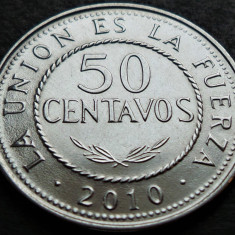 Moneda exotica 50 CENTAVOS - BOLIVIA, anul 2010 * cod 505 = UNC