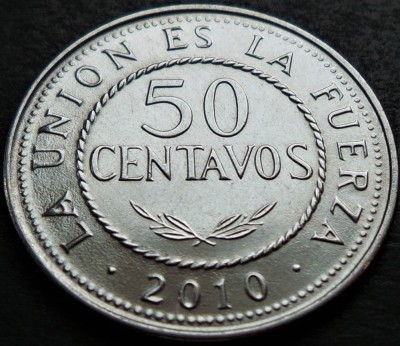 Moneda exotica 50 CENTAVOS - BOLIVIA, anul 2010 * cod 505 = UNC foto