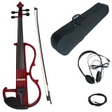 Vioara Electrica Silentioasa 4/4 Lemn Masiv Visiniu, Molid/Artar, Accesorii Eben, Incepator, Studio/Scena