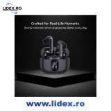 Casti Wireless audio Infinity Pro by Techsuit - cu izolare a zgomotului, Deep Bass, Bluetooth 5.4, Anulare Zgomot ENC &amp; ANC, Control Touch Inteligent,