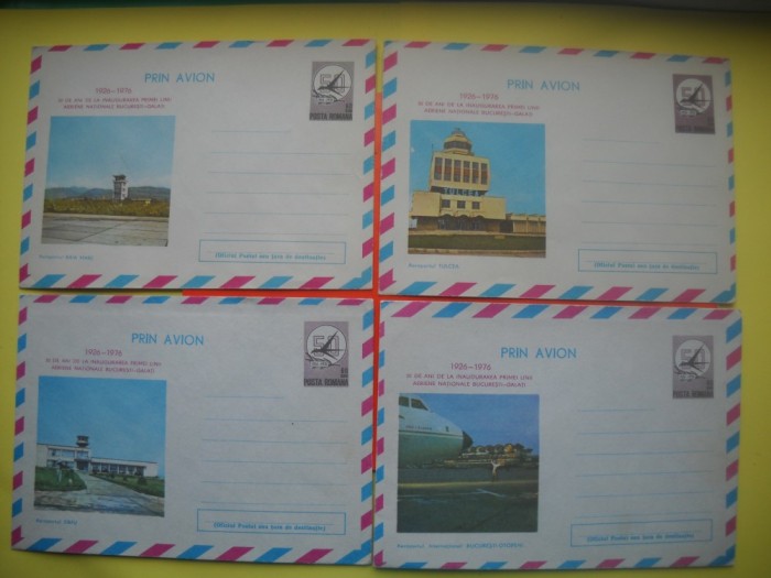 HOPCT PLIC NR 627 SET 5 PLICURI AEROPORT/AEROPORTURI -AVION/AVIATIE 1976 -ROMANIA-