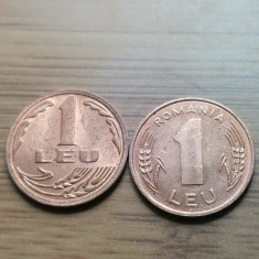 Moneda Romania 1 leu 1992,1993 -Luciu de Batere