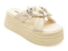 Papuci GRYXX albi, 8099, din piele ecologica