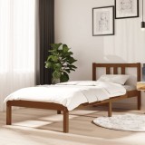 VidaXL Cadru de pat mic single, maro miere, 75x190 cm, lemn masiv
