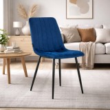 Cumpara ieftin Scaun bucatarie/living, Artool, Lava, catifea bleumarin, picioare metal negru, 43x51x90 cm