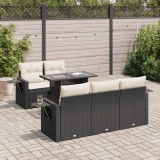 VidaXL Set mobilier de grădină cu perne, 6 piese, negru, poliratan