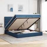 Cumpara ieftin Cadru de pat otoman cu saltea țesătură albastră 160x200cm