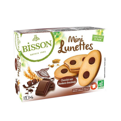 Biscuiti Mini Ochelari cu Ciocolata Bio 175gr Bisson foto