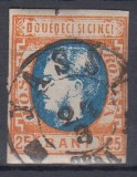 ROMANIA 1869 LP 28 REGELE CAROL I CU FAVORITI 25 BANI STAMPILAT IASI