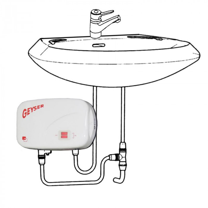 Boiler electric instantaneu GEYSER In-line, 5000 W, chiuveta