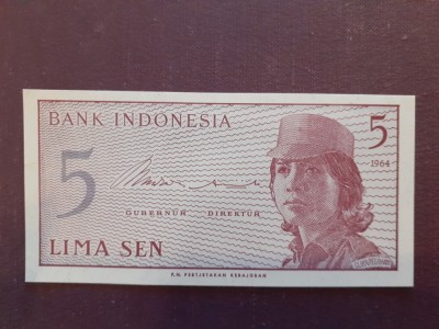 INDONEZIA - 5 Seni - 1964 necirculata foto