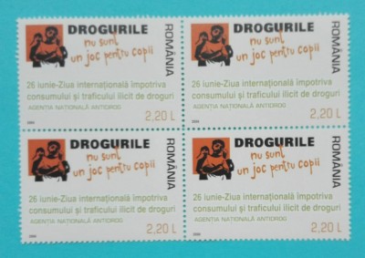 TIMBRE ROMANIA2006 LP1728 Ziua impotriva cons si trafic ilicit droguri bl 4 MNH foto