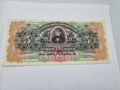 bancnota costa rica 5 c 1903-1917 foto