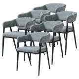 Set 6 scaune dining tapitate Kohlmand, gri &icirc;nchis, cu cotiere