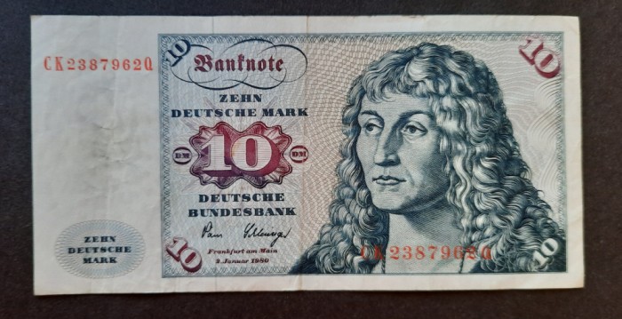 Bancnota 10 DM 1980, RFG - A 3934