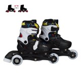 Patine cu Rotile Copii Albe Negre Marime Ajustabila 31-34, 2in1, Roti PVC, Frana Spate, Unisex