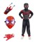 Costum Spiderman negru KidMania&reg; cu muschi, masca cu lumini si doua manusi lansator cu ventuze pentru copii 3-5 ani 90-110 cm