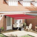 vidaXL Marchiză manuală retractabilă cu LED roșie 400x300 cm