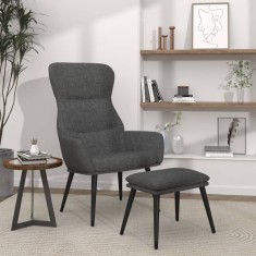 vidaXL Scaun de relaxare cu taburet, gri inchis, material textil foto