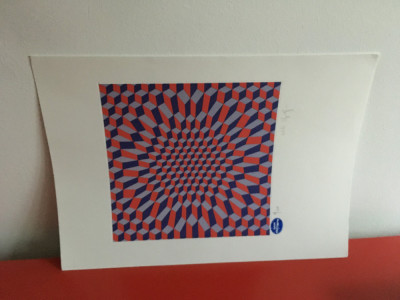 Victor Vasarely, Serigrafie- ștampila editor, numerotata 1/20 semnată foto