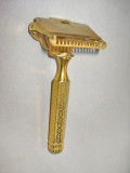 B512-I-Aparat Ras Ever Ready USA bronz aurit anii 1900-1930., Dreptunghiular, Lemn