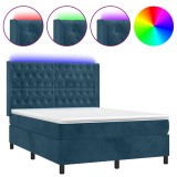 Cumpara ieftin Pat cu arcuri, saltea si LED, gri inchis, 140x200 cm, catifea