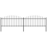 VidaXL Gard de grădină cu v&acirc;rf suliță, negru, 3,4 m, oțel