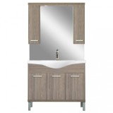 Set mobilier baie Nerva 105 Leziter cu lavoar ceramic, MDF, picioare cromate, adancime 48cm, finisaj ulm