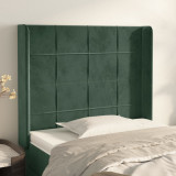 VidaXL Tăblie pat cu aripioare verde &icirc;nchis 103x16x118/128 cm catifea